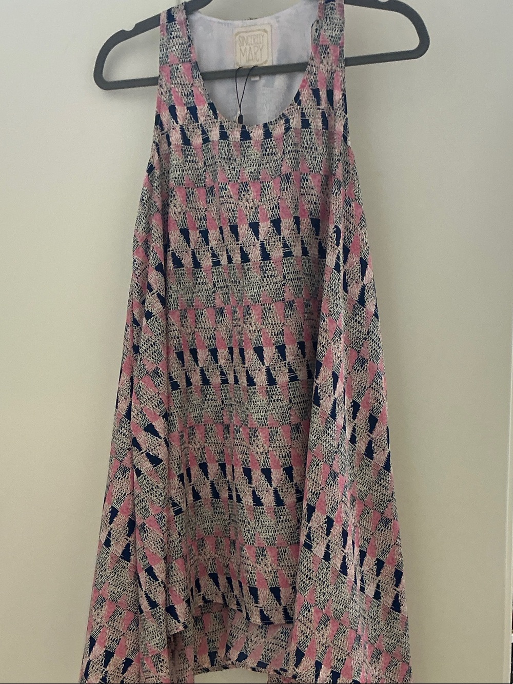 Pink & Navy Asymmetrical Swing Dress